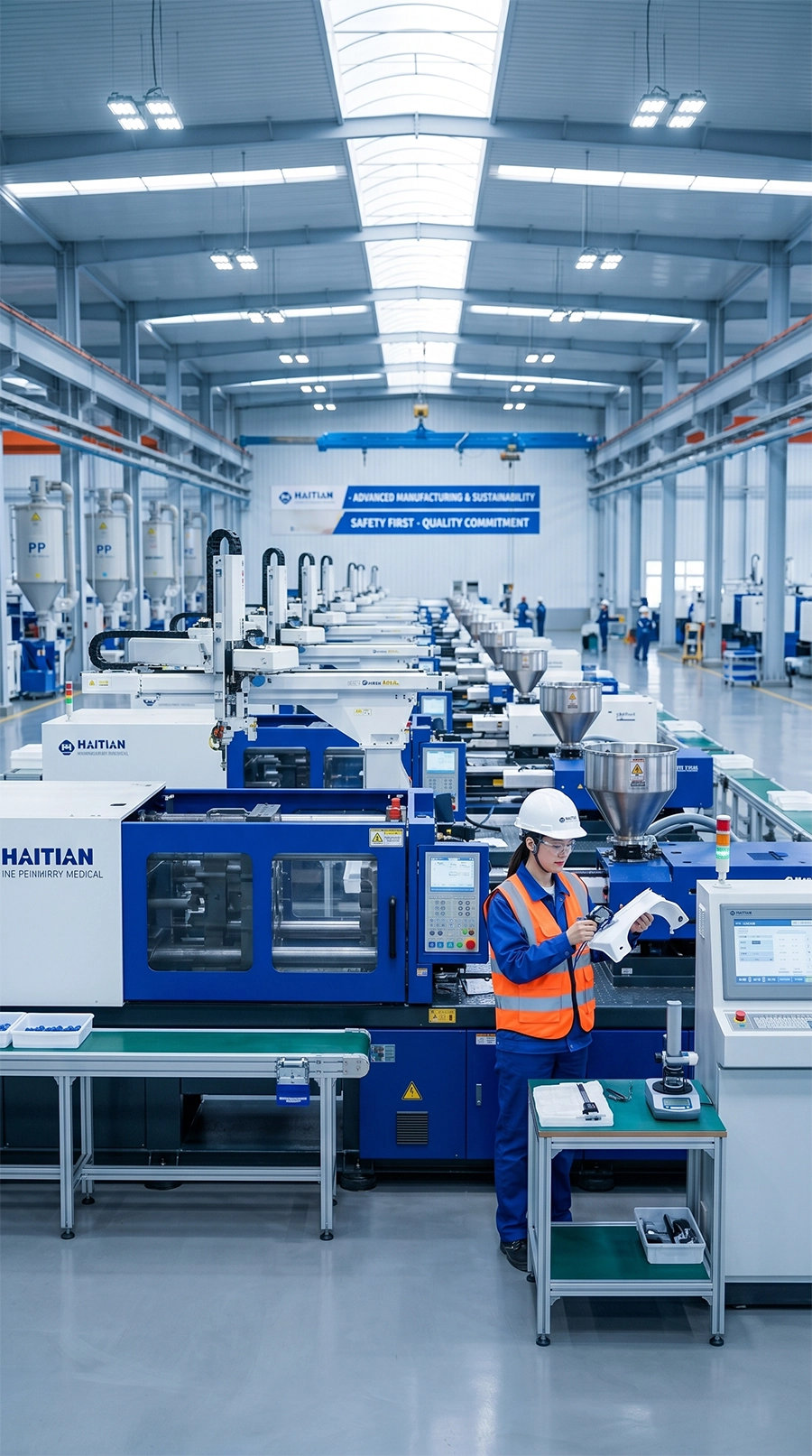 Interior view of a certified plastics factory production line